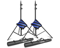 Neewer® - Licht Statief - 3m - Pro-Zware Uitvoering - Veerbelast - Volledig Metaal - Ringen set van 2 met Draagtassen en Zandzakken - Geschikt voor foto- en Videofotografie - HTC - Vive - (Zwart) - Complete Statiefeenheden