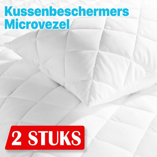 Foto: 2x kussenbeschermer microvezel wit creme 60x70 antibacteri el kussenbeschermer kussen beschermer kussenbeschermer met rits kussensloop kussenbeschermer microvezel 2 stuks molton kussenslopen