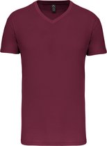 Wijnrood T-shirt met V-hals merk Kariban maat M