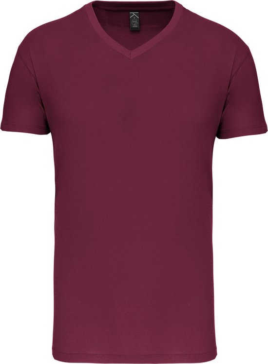 Wijnrood T-shirt met V-hals merk Kariban maat XL