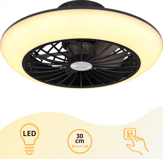 ZAAK. Lafee Black plafondventilator 30 cm - Inclusief LED
