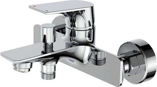Moderne badkamer waterval vrijstaande bad douche mengkraan met douche handset en slang bevestiging vierkant chroom (chroom-ondergrondse installatie