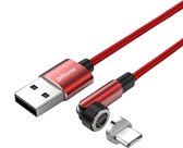 DrPhone iONIC- 540º Roterende Magnetische Kabel - 3A – Voor USB-C - 480Mbp/s Data Transmissie - 1 Meter – Rood