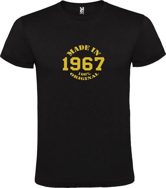 Zwart T-Shirt met “Made in 1967 / 100% Original “ Afbeelding Goud Size XXL