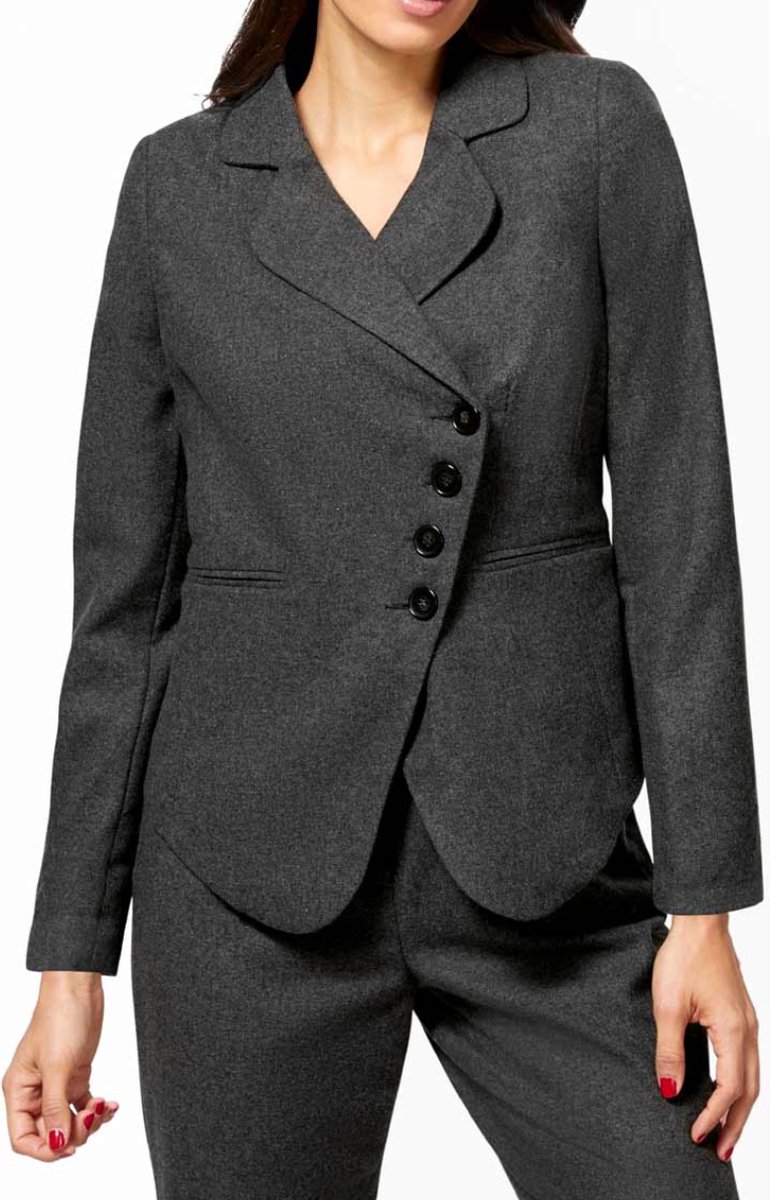 Ashley Brooke Dames Designer blazer, antraciet gevlekte afwerking, Maat 38