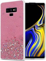 Cadorabo Hoesje voor Samsung Galaxy NOTE 9 in Roze met Glitter - Beschermhoes van flexibel TPU silicone met fonkelende glitters Case Cover Etui