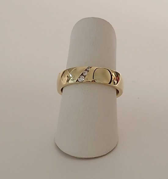 trouwring - dames - Aller Spanninga - 389 - geelgoud - diamant - sale Juwelier Verlinden St. Hubert - van €1150,= voor €805,=