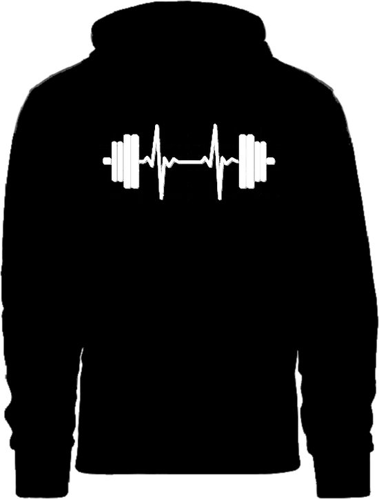 Grappige hoodie - trui met capuchon - sport - hartslag gewichten - heartbeat - gewichtheffen - fitness - krachttraining - maat L