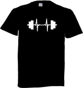 Grappig T-shirt - sport - hartslag gewichten - heartbeat - gewichtheffen - fitness - krachttraining - maat 4XL