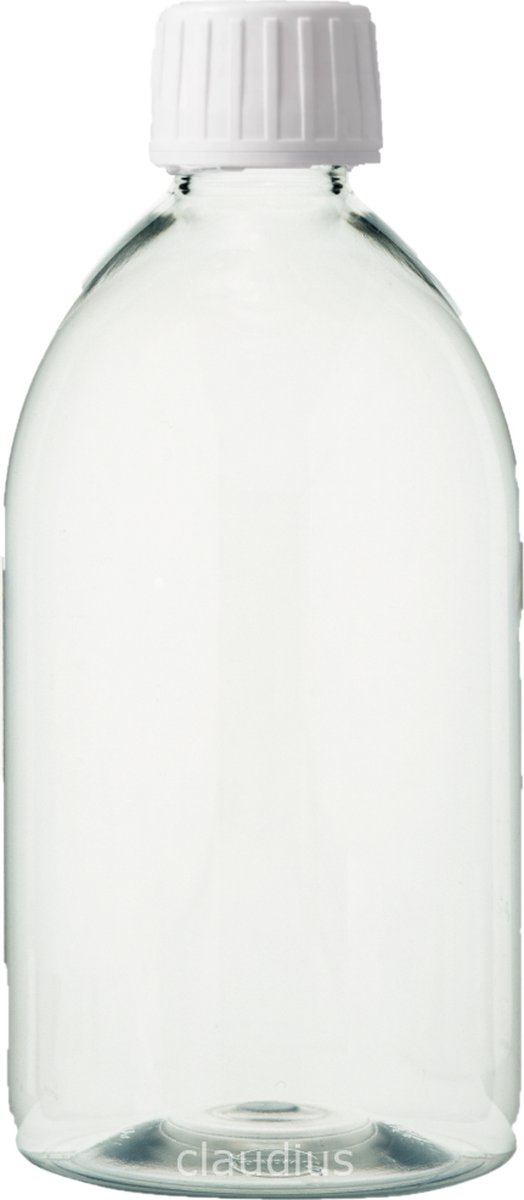 Lege Plastic Fles 500 ml PET transparant - met witte dop - set van 10 stuks - navulbaar - leeg