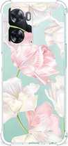 GSM Hoesje OPPO A57 | A57s | A77 4G Leuk TPU Back Cover met transparante rand Mooie Bloemen