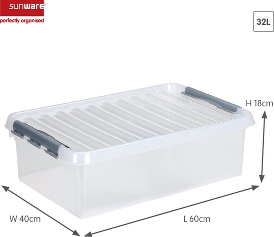 Pijnstiller hefboom Depressie Sunware - Q-line opbergbox 32L transparant metaal - 60 x 40 x 18 cm |  bol.com