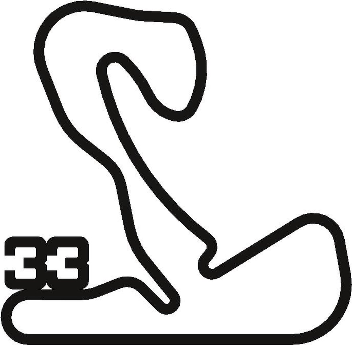 Kunst van metaal - f1 circuit Zandvoort #33 - wanddecoratie industrieel - zwart gepoedercoat - staal
