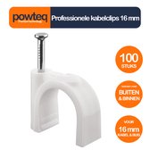 Powteq kabelclips - 16mm - 100 stuks - Voor Binnen & buiten - Wit - Kabelklem/kabelhouder