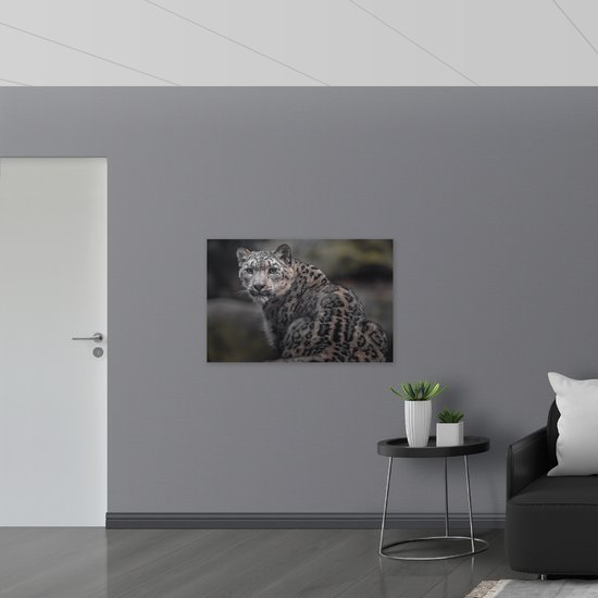 Muursticker - Omkijkend Nieuwsgierig Luipaard - 105x70 cm Foto op Muursticker