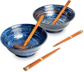 Bol.com Luxe - Ramenbowlset - Uzu - 2 Persoons - Ramen bowl set - 6 Delig - Ø22 / H9 cm - Ramen - Ramen bowl - Noodles - Noodles... aanbieding