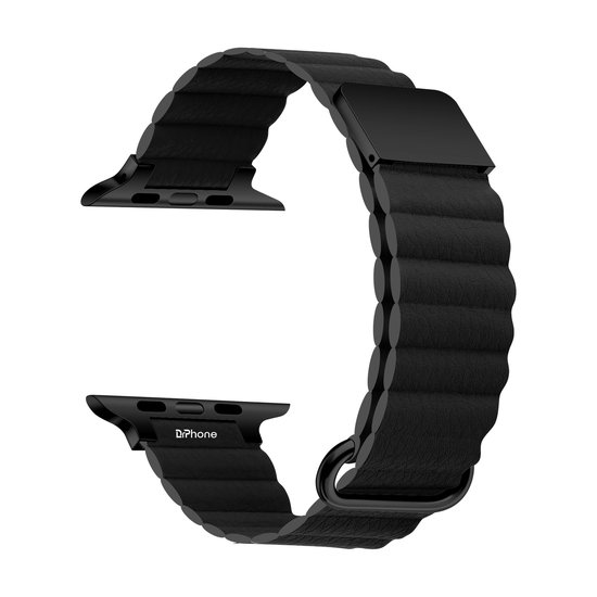 DrPhone LLB1 – PU Lederen Loop Band – Horloge Band – Luxe Horloge Band Met Magnetische Sluiting – Geschikt Voor IOS Horloge 38/40/41MM – Zwart