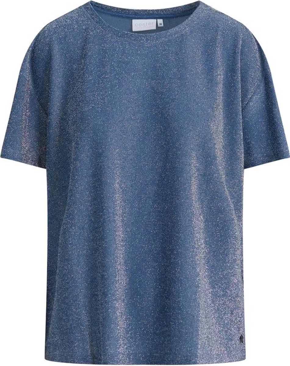 Blauwe glitter T-shirt - Coster Copenhagen - Maat 38