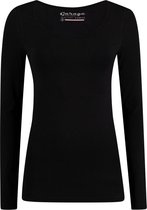 Garage 704 - Dames Bodyfit T-shirt ronde hals lange mouw zwart XL 95% katoen 5% elastan