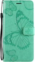 ADEL Kunstleren Book Case Pasjes Portemonnee Hoesje Geschikt voor Xiaomi Redmi 9C - Vlinder Groen