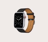 Innerlight® Lederen bandje geschikt voor Apple Watch - Zwart - 38/40/41 mm - Kunstleer - Imitatieleer - Apple Watch Series 1/2/3/4/5/6/SE/7/8/9
