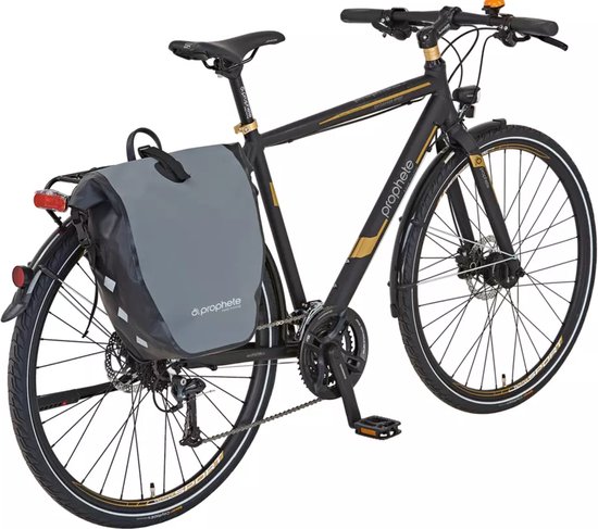 HikeMeister ® Luxe waterdichte enkele fietstas 20 liter – Grijs - Fietstassen electrische fietsen - Fietstas enkel – met reflectie – 100% Waterdicht