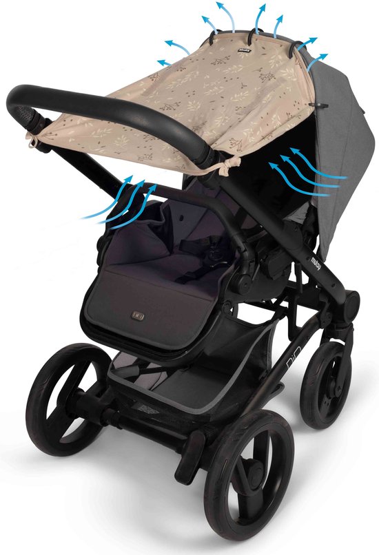 Dooky Universal Cover Zonnescherm Kinderwagen - UV bescherming voor je kind - Zonnedoek Buggy - Romantic Leaves Beige — afbeelding 4