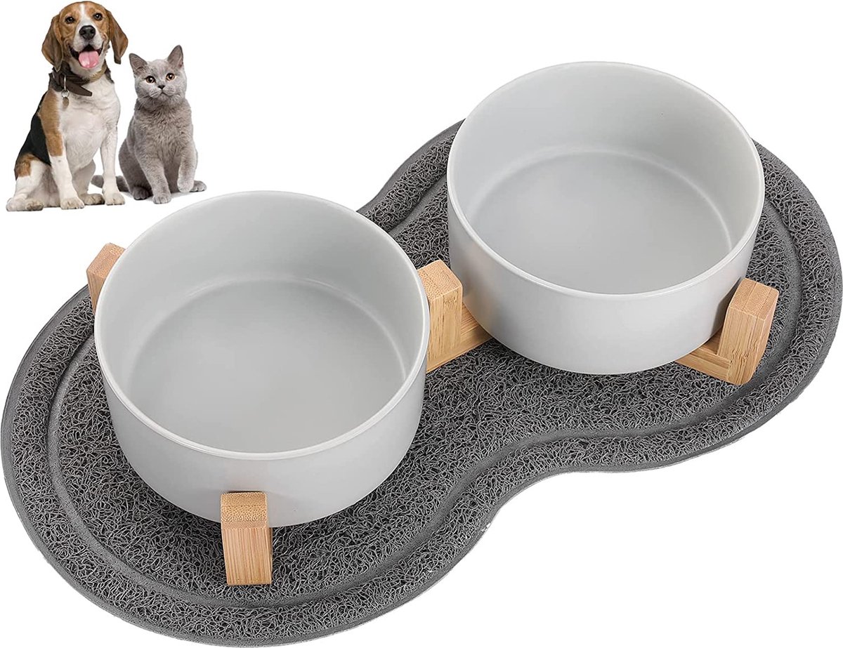LumoLeaf Hondenbak, roestvrij staal, groot, diameter 26 cm, 2 x 3000 ml voerbak met antislip siliconen bodem, metalen waterbak voor grote, middelgrote
