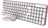 Qware Office - Toetsenbord - Muis - Draadloos - 2.4ghz - USB - Desktopset - Combo - Waterford - Roze - Qwerty