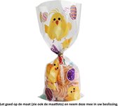 25x Uitdeelzakjes Paaseieren en Kuikens 12.5 x 27.5 cm - Pasen - Versierde Eieren - Easter Eggs - Chickens - Baby Chicks - Cellofaan Plastic Traktatie Kado Zakjes - Snoepzakjes - Koekzakjes - Koekje - Cookie Bags