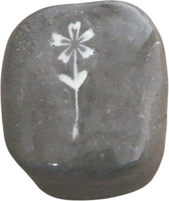 Urn steen met bloem - Mini urn - Urn voor as - wit - handgemaakt - Lalief
