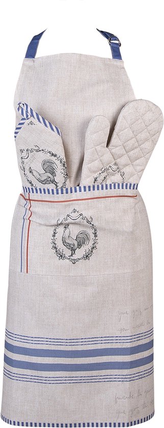 Clayre & Eef Tablier de cuisine 70x85 cm Beige Coton Coq
