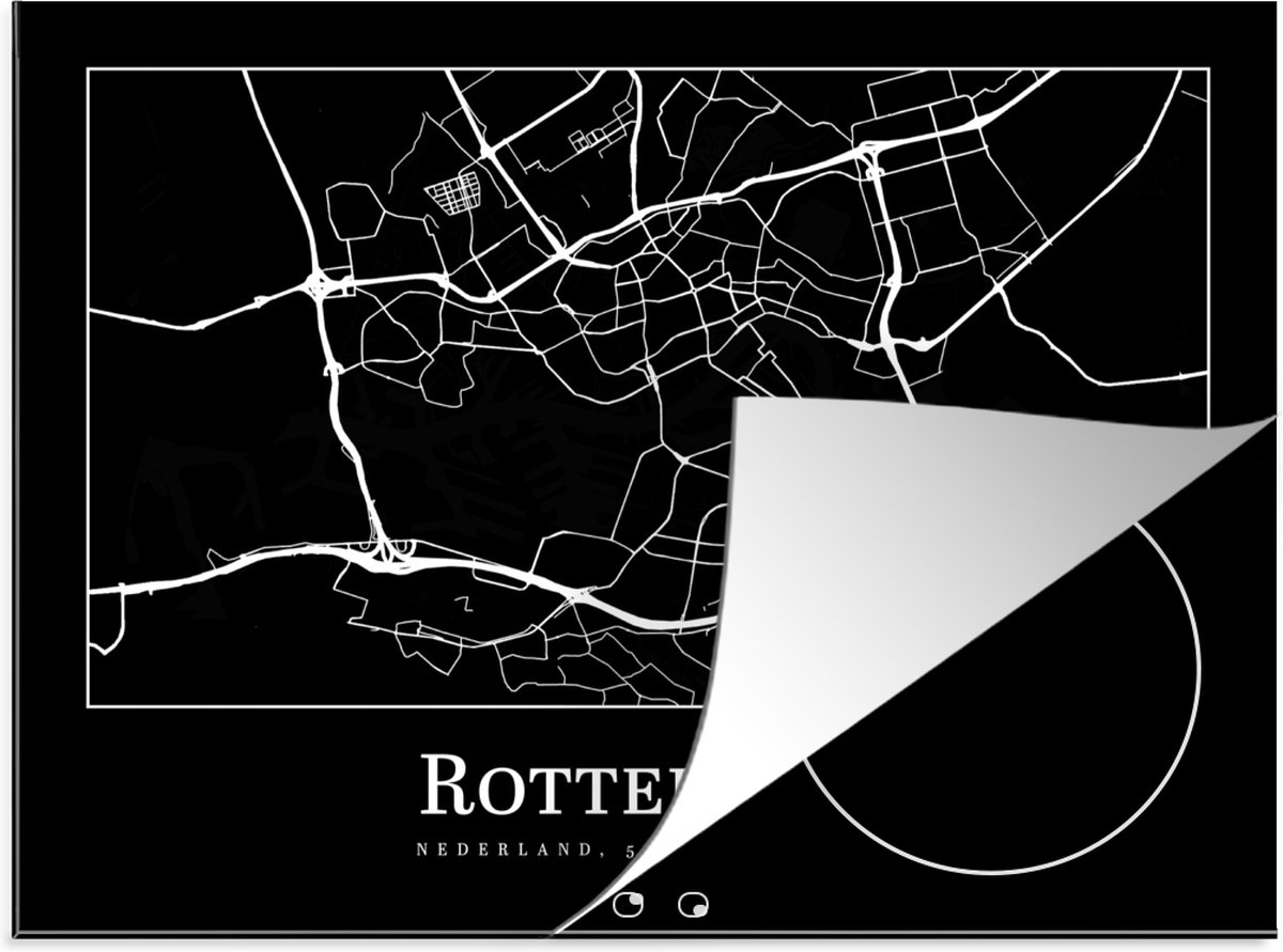 Inductie beschermer - Inductie Mat - Kookplaat beschermer - Kaart - Plattegrond - Rotterdam - Stadskaart - Inductie beschermer - Inductie Mat - Kookplaat Beschermer - 71x52 cm - Afdekplaat inductie - Inductiebeschermer