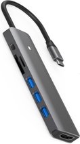 Rolio USB C Hub - 7 in 1 Hub - USB-C Opladen - 4K HDMI - USB 3.0 - SD & TF Kaartlezer - Splitter - Universeel