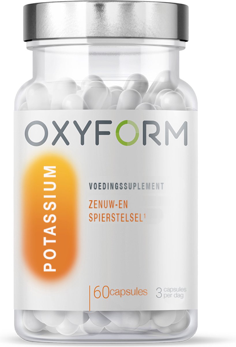 Oxyform Pottasium Voedingssupplement I 60 capsules I Spier Bloeddruk I Bloeddruk I Zenuwstelsel I Spiercontractie I hoge kwaliteit I Gemaakt in België - OXYFORM BY OXYLENT
