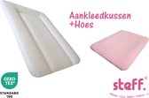 Steff - set - matelas à langer - blanc - 50x70 cm + housse matelas à langer rose pastel