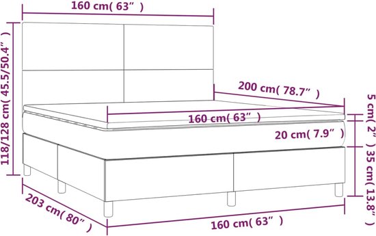 vidaXL - Boxspring - met - matras - fluweel - zwart - 160x200 - cm