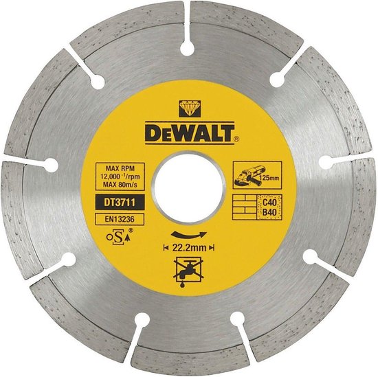 DeWalt DT3711 Diamantdoorslijpschijf - 125 x 22,23 x 1,8mm - beton - steen - DeWalt