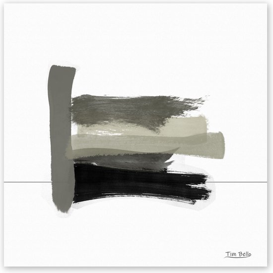 Poster / Papier - Reproduktie / Kunstwerk / Kunst / Abstract / - Wit / zwart / bruin / taupe - 60 x 60 cm