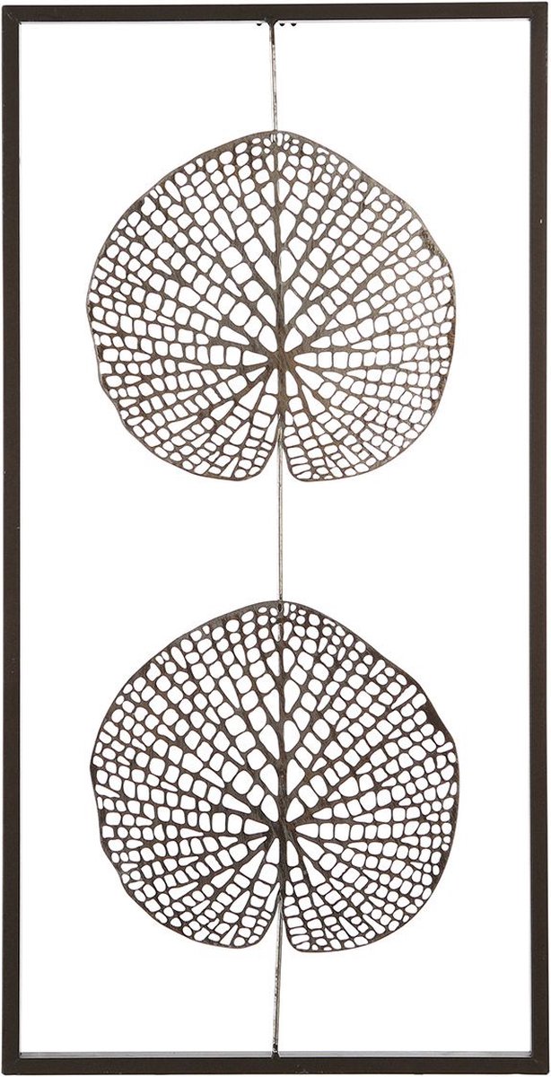Muurdecoratie metaal blad zilver donker bruin - metaal - 2x31x61 cm