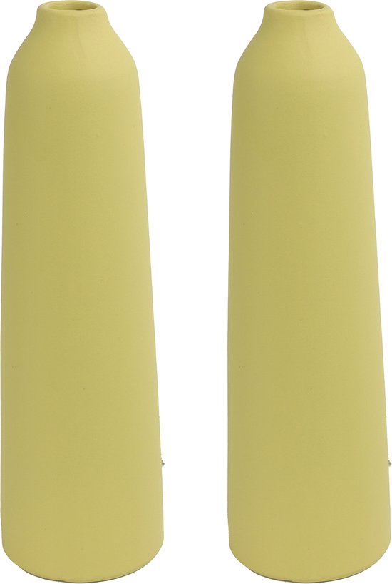 Vase à fleurs Countryfield - 2x pièces - terre cuite jaune - D9 x D31 cm