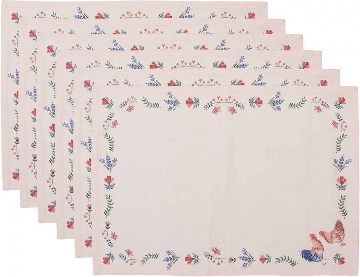 Placemats Set van 6 Boerderij Thema Land Dieren Koe Varken Kip Vintage