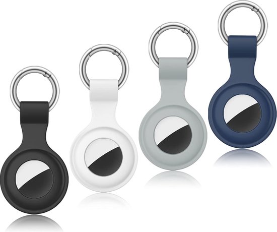 4-Pack Tag Leer Houder met Sleutelhanger, Anti-Verloren AirTag Case