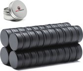 Brute Strength - Super sterke magneten - Rond - 15 x 5 mm - 40 Stuks | Zwart - Neodymium magneet sterk - Voor koelkast - whiteboard
