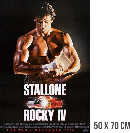 Allernieuwste.nl® Canvas Schilderij Rocky 4 Sylvester Stallone - Sportdrama Film - Kleur - 50 x 70 cm
