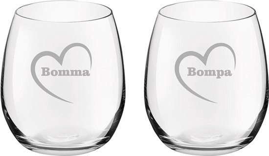 Drinkglas gegraveerd - 39cl - Bomma-Bompa-hartje