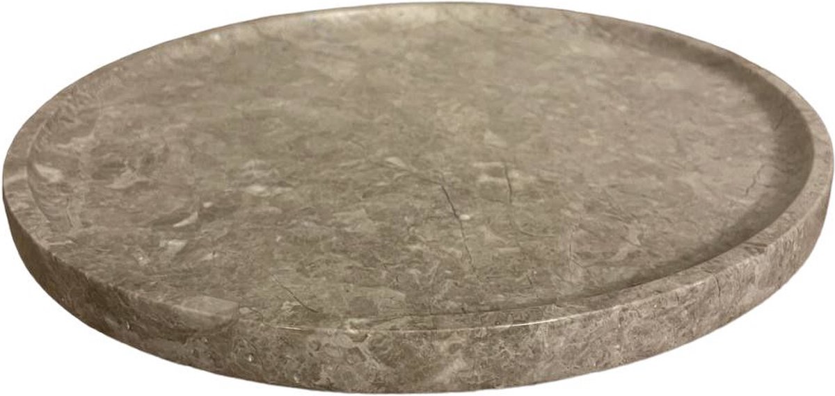 Ronde tray van natursteen Grijs - Rond marmeren dienblad - Decoratie