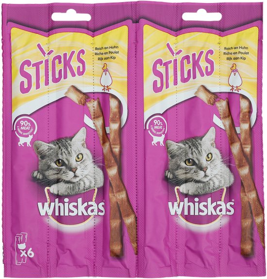 Whiskas Sticks 18 G – Kattensnack – 12 X Kip