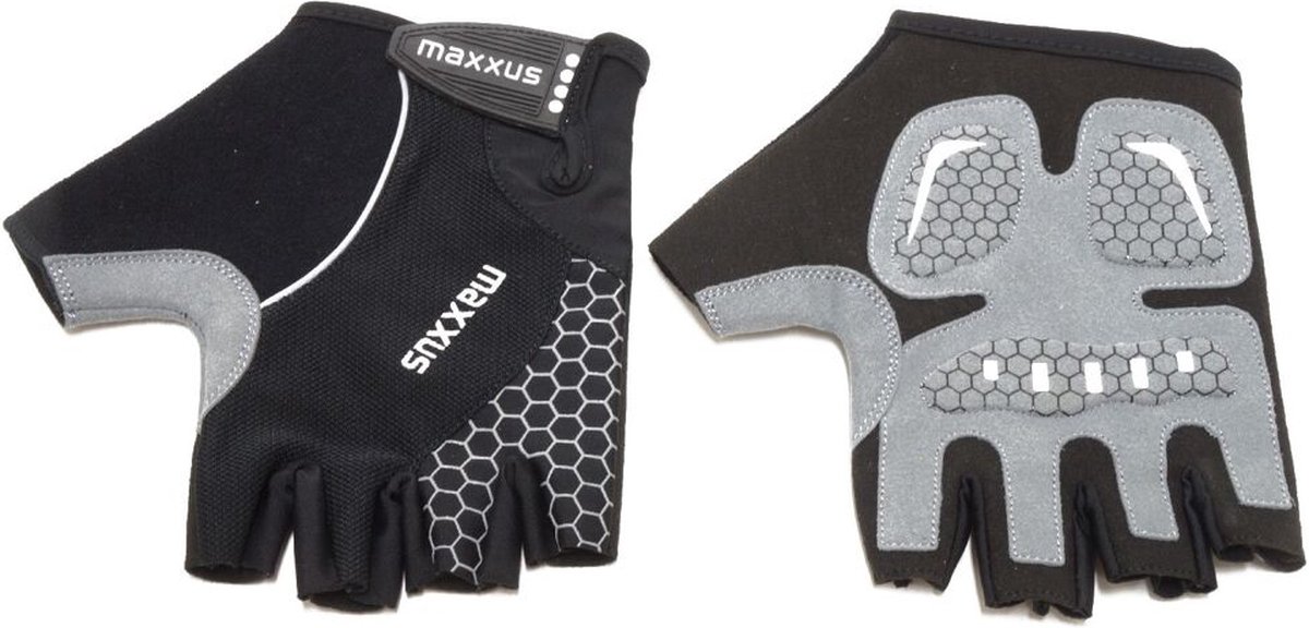 Maxxus Handschoen fiets black grey gel zwart grijs L