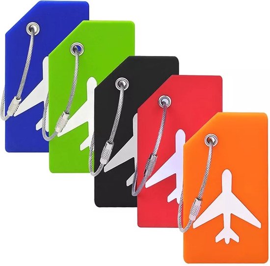 Luggage Tag - 5 Pieces - Travel ID - Silicone Baggage Tags - 5 Colors